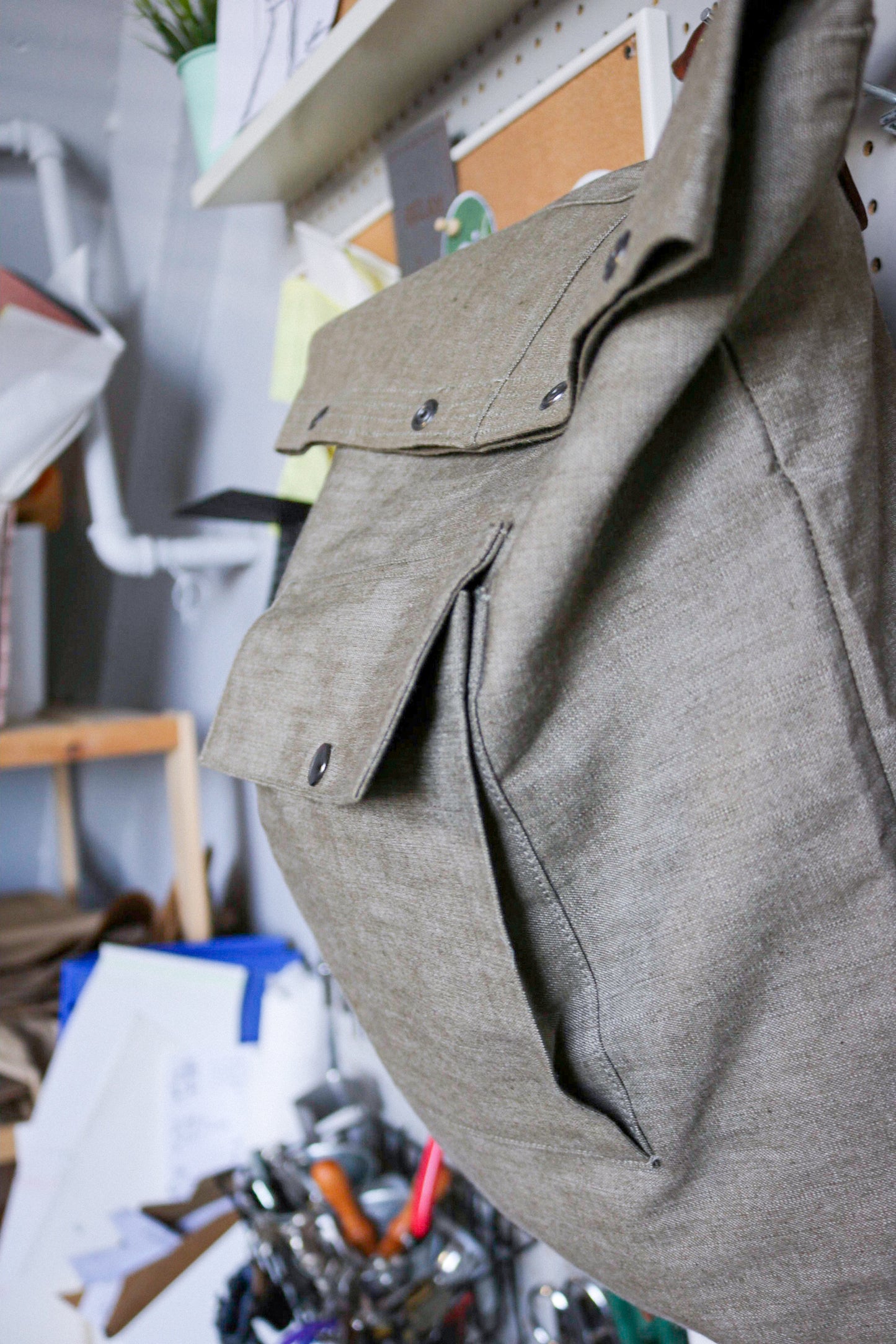 Denim Fold-Over Backpack | Japanese Dusty Tan Denim