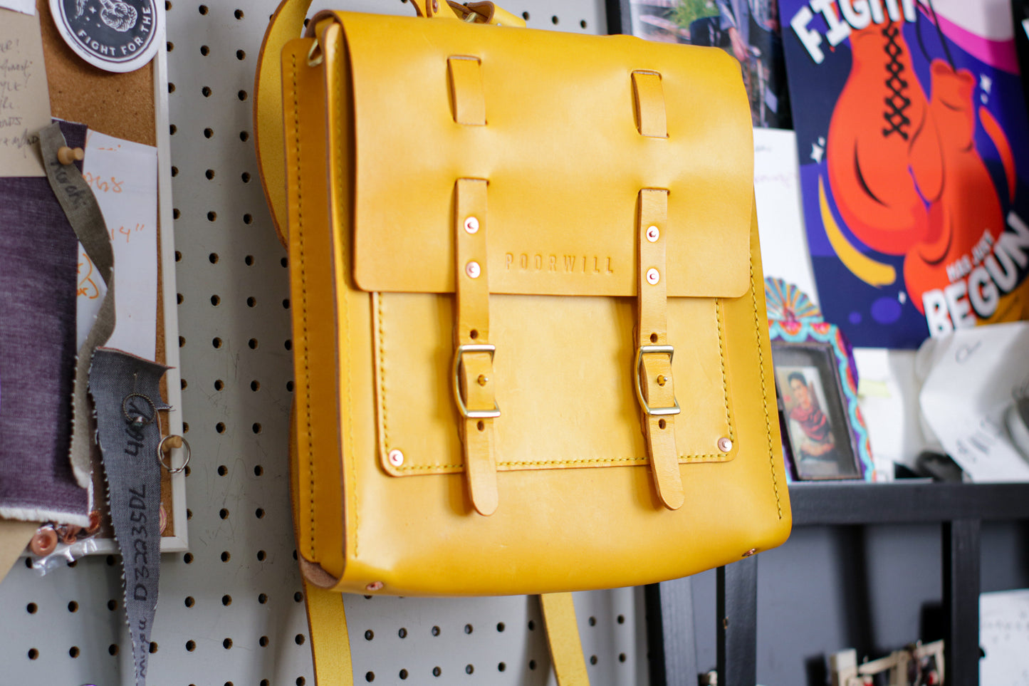 Yellow Leather Backpack | MOCHILA