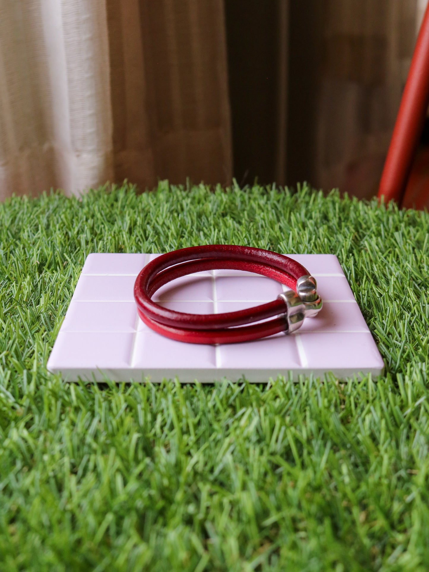 [MISFIT/SAMPLE] Friendship Leather Bracelet | 7.5" RED-RED