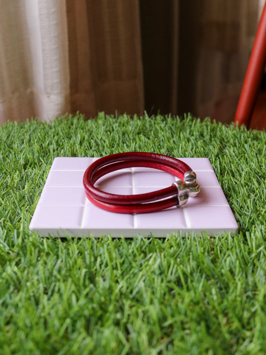 [MISFIT/SAMPLE] Friendship Leather Bracelet | 7.5" RED-RED
