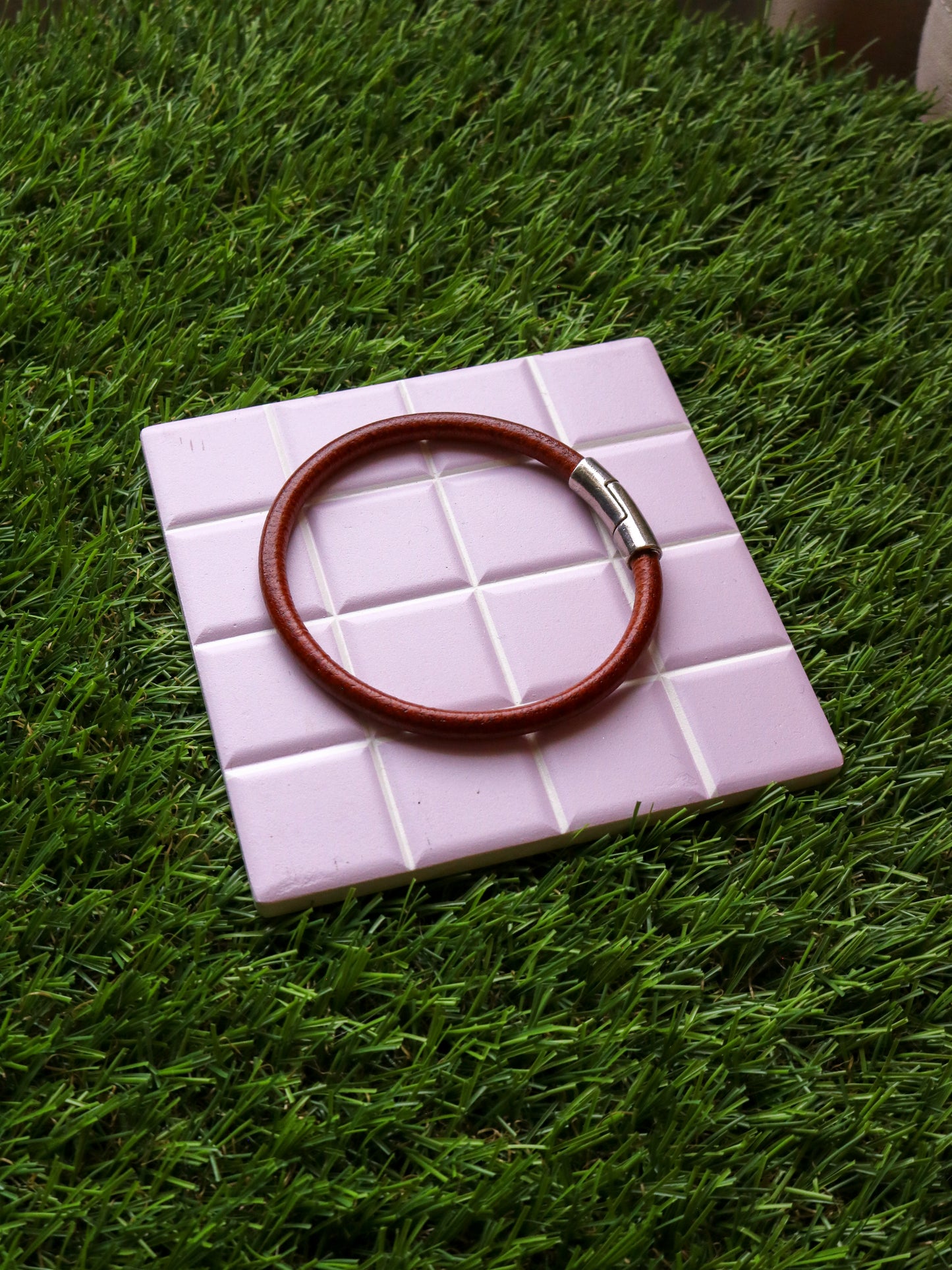 [MISFIT/SAMPLE] Friendship Leather Bracelet | 8 1/2" TAN + SILVER MAGNETIC CLASP