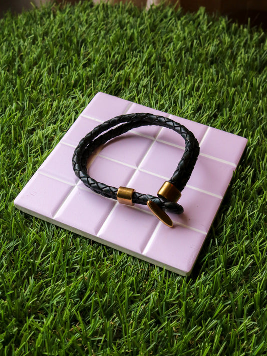 [MISFIT/SAMPLE] Friendship Leather Bracelet | 8.25" INDIGO DIPPED BRAIDED BOLO + BRASS