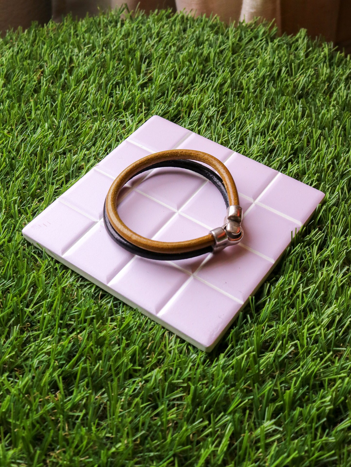 [MISFIT/SAMPLE] Friendship Leather Bracelet | 7.5" MUSTARD DRAB + BLACK