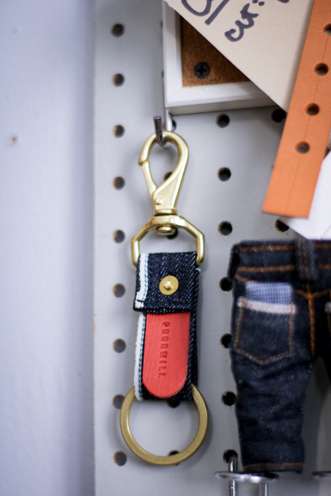 Selvedge Denim Keyfob | BLUE SELVEDGE + RED TAG