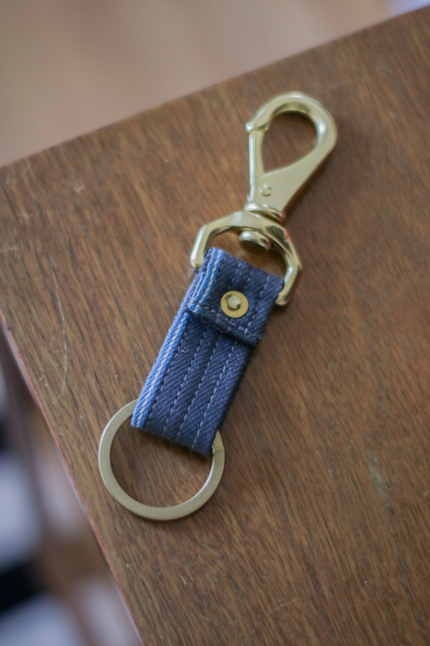Selvedge Denim Keyfob | Grey/Teal Japanese Denim