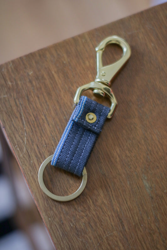 Selvedge Denim Keyfob | Grey/Teal Japanese Denim