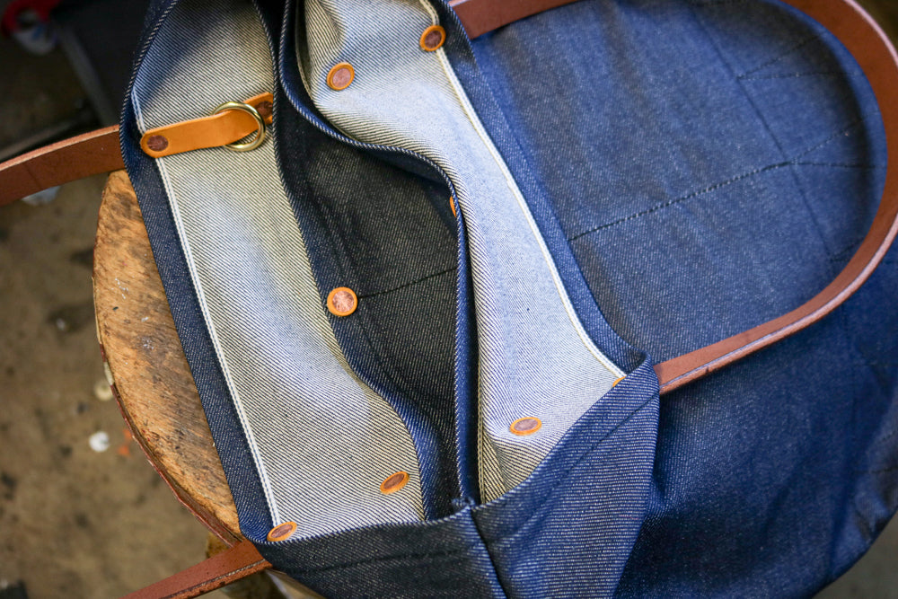 Many Pockets Denim Tote Bag | JAPANESE SELVEDGE DENIM