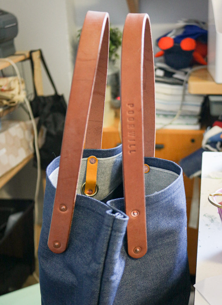 Many Pockets Denim Tote Bag | JAPANESE SELVEDGE DENIM