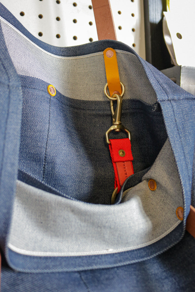 Many Pockets Denim Tote Bag | JAPANESE SELVEDGE DENIM