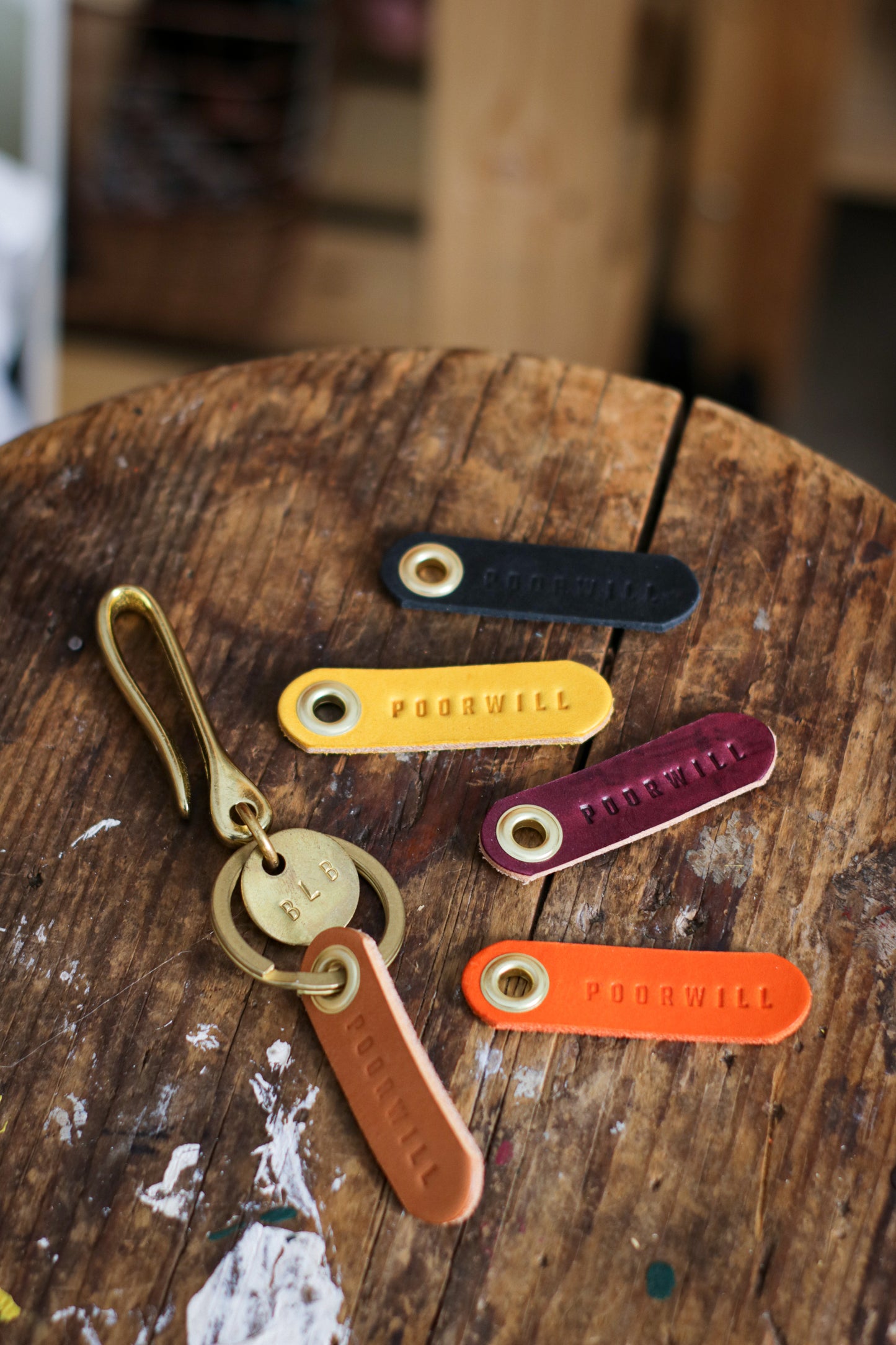 Solid Brass Hook + Token | W/ LEATHER TAB