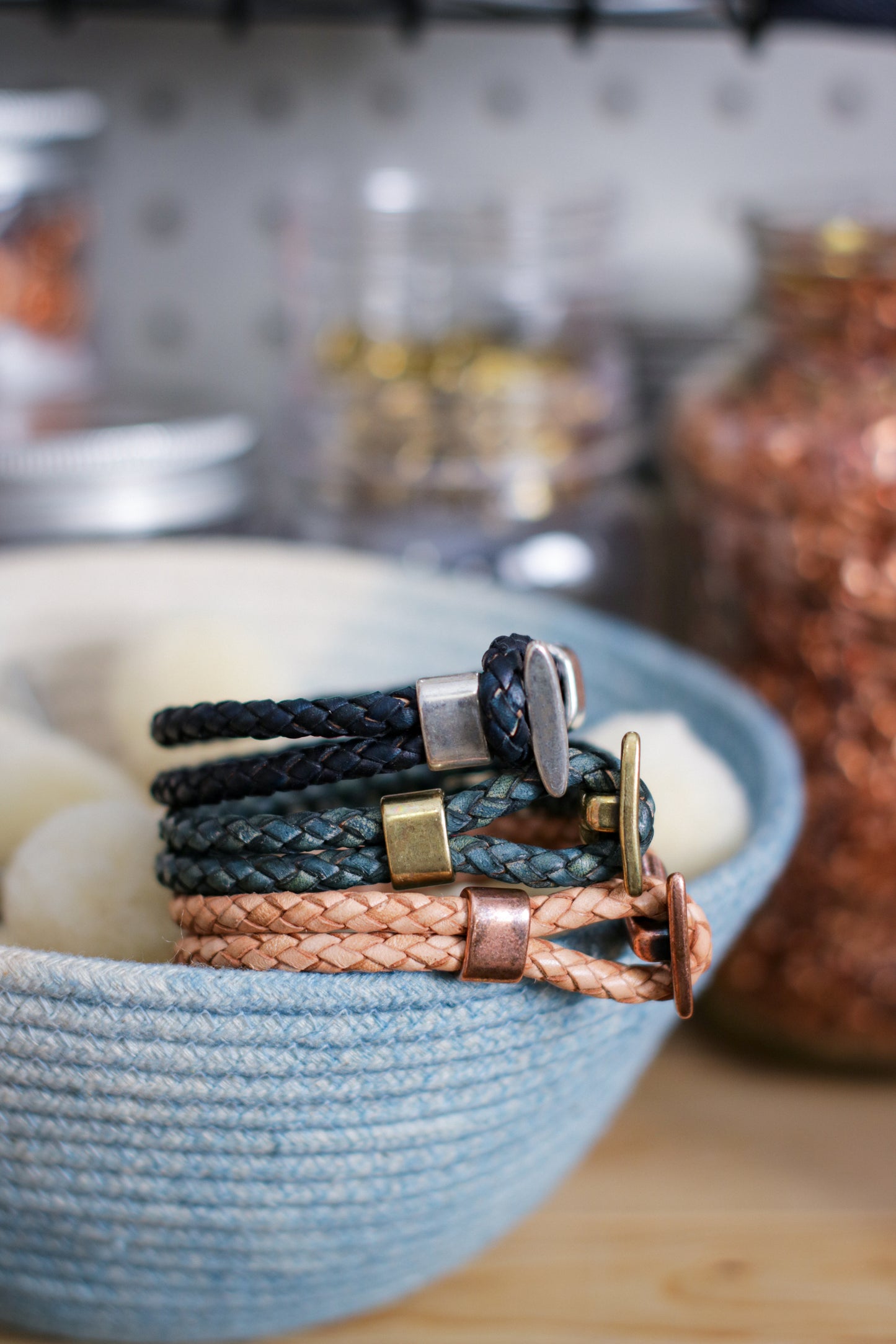 Friendship Leather Bracelet |  BRAIDED BOLO + SOFT INDIGO