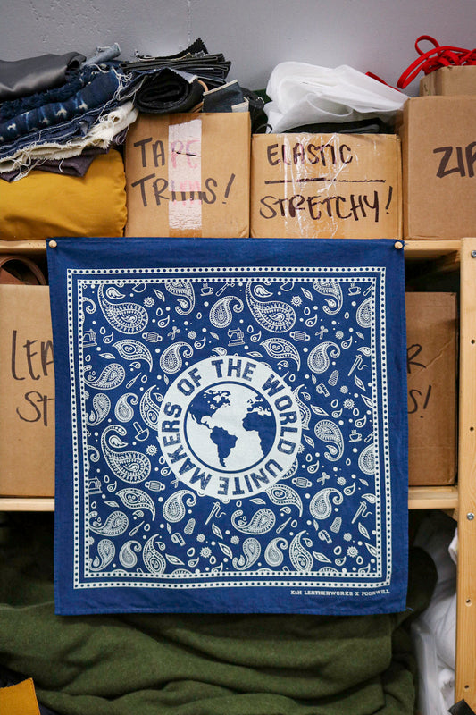 Standard Bandana - MAKERS OF THE WORLD UNITE | INDIGO + OFF-WHITE