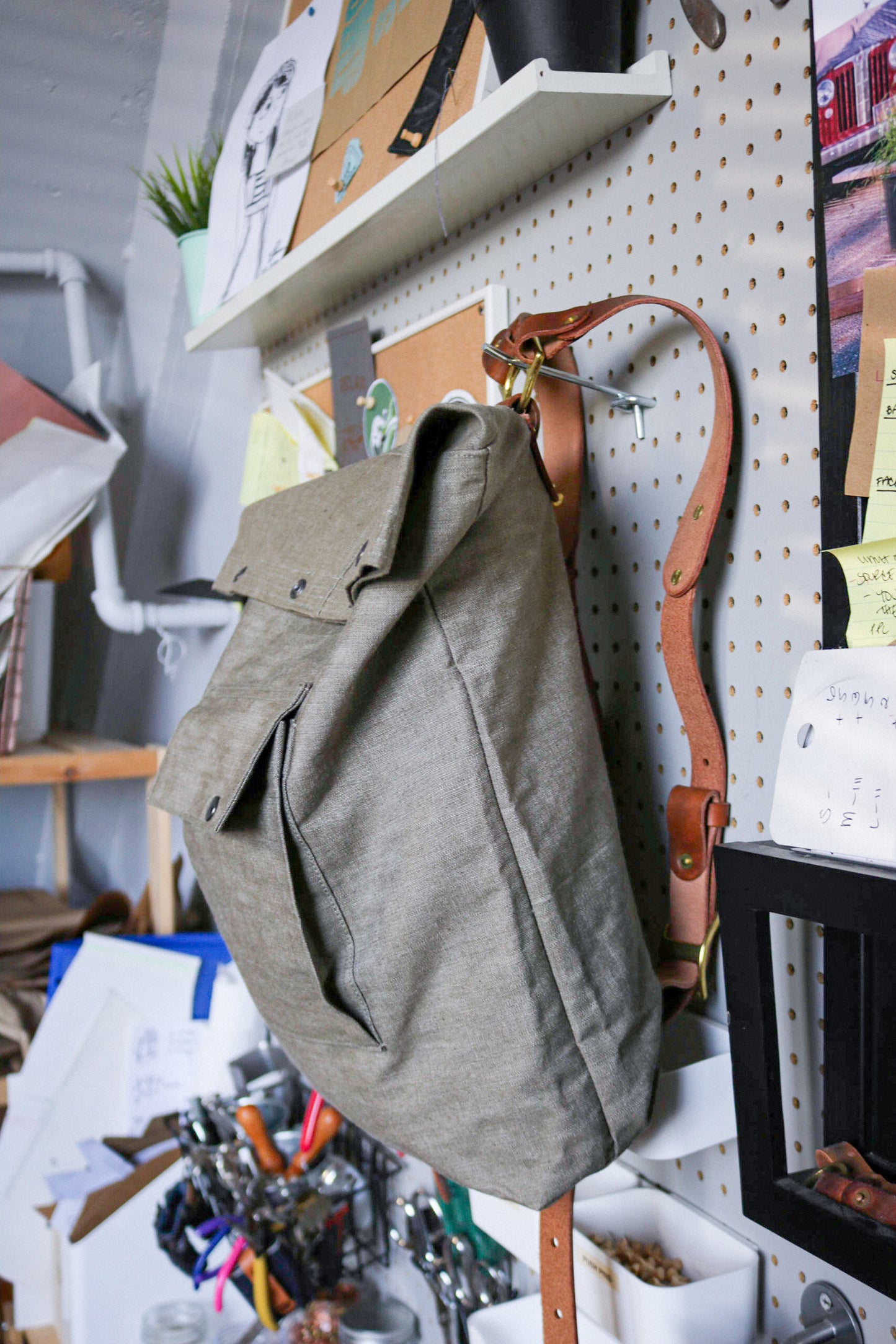 Denim Fold-Over Backpack | Japanese Dusty Tan Denim