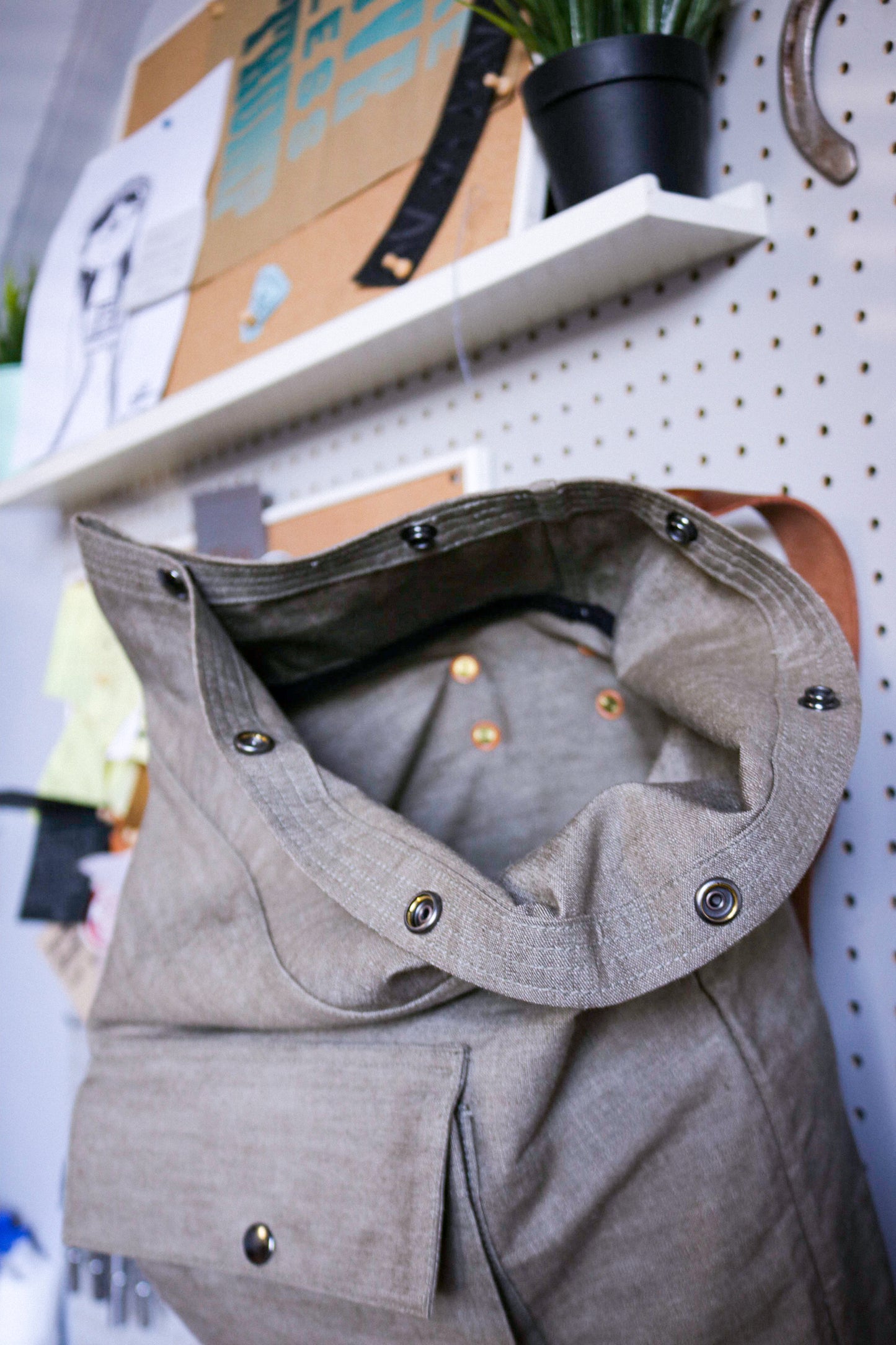 Denim Fold-Over Backpack | Japanese Dusty Tan Denim