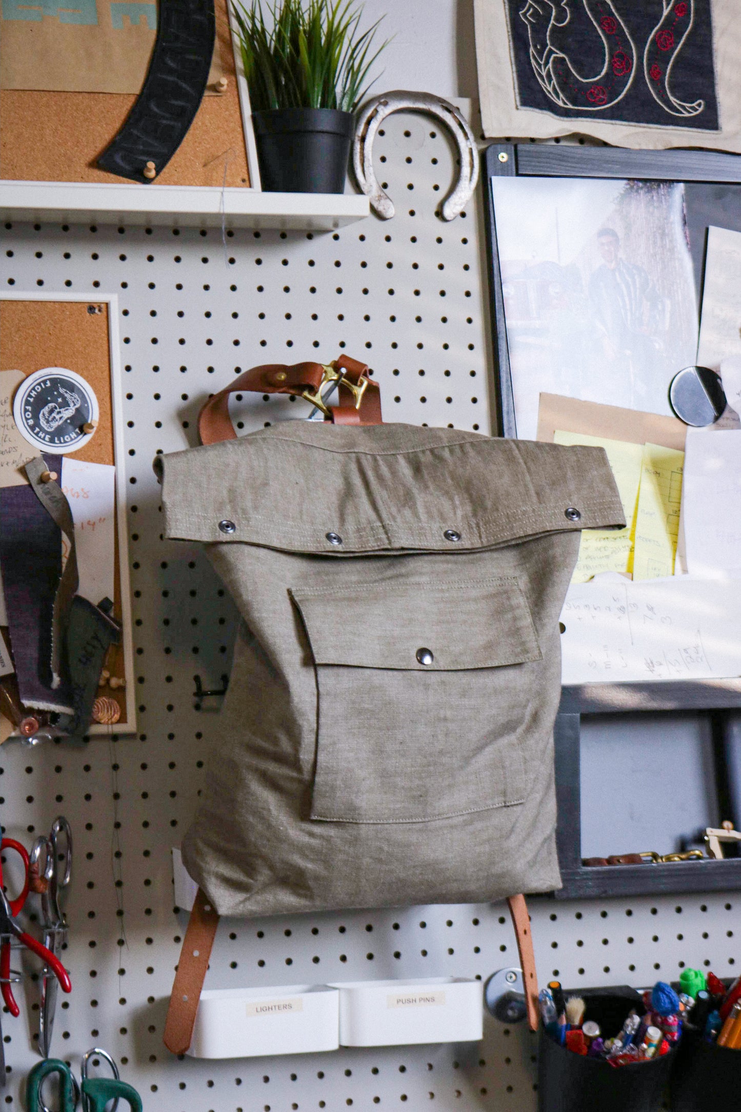 Denim Fold-Over Backpack | Japanese Dusty Tan Denim